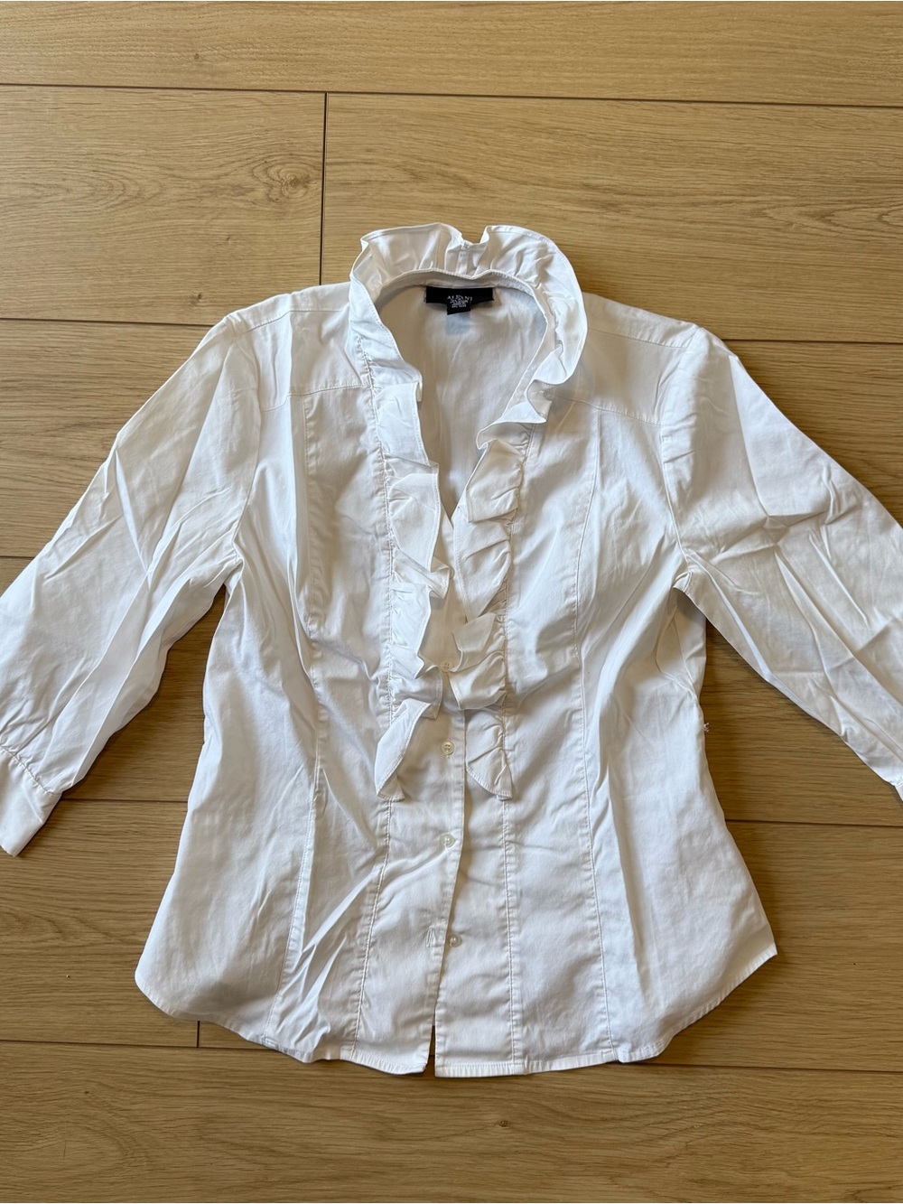 White Ruffled Cotton Blouse